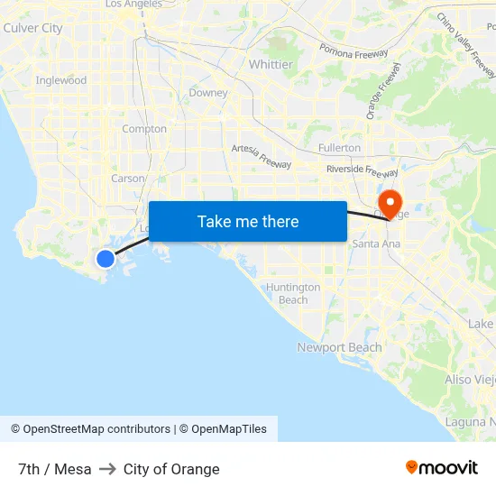 7th / Mesa to City of Orange map