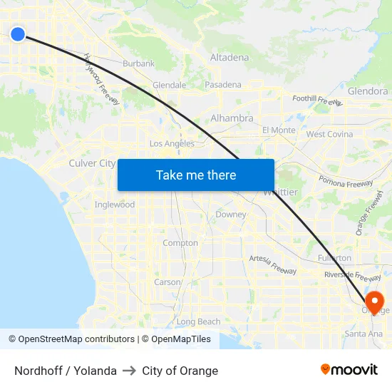 Nordhoff / Yolanda to City of Orange map