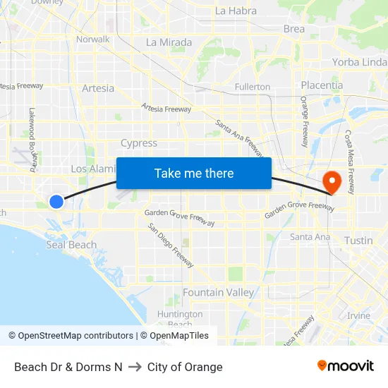 Beach Dr & Dorms N to City of Orange map