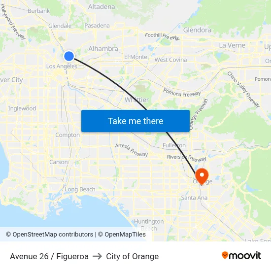 Avenue 26 / Figueroa to City of Orange map