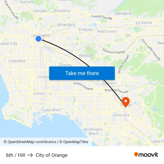 6th / Hill to City of Orange map