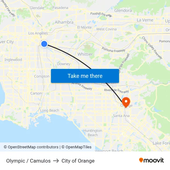 Olympic / Camulos to City of Orange map
