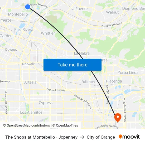 The Shops at Montebello - Jcpenney to City of Orange map