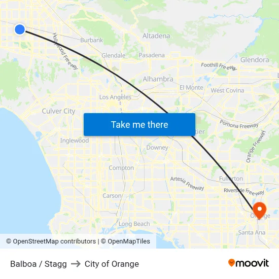 Balboa / Stagg to City of Orange map