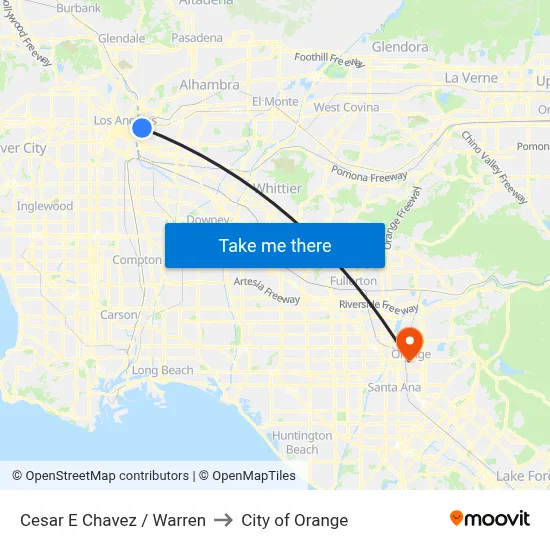 Cesar E Chavez / Warren to City of Orange map