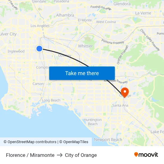 Florence / Miramonte to City of Orange map