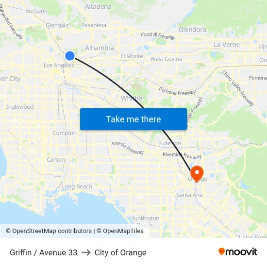 Griffin / Avenue 33 to City of Orange map