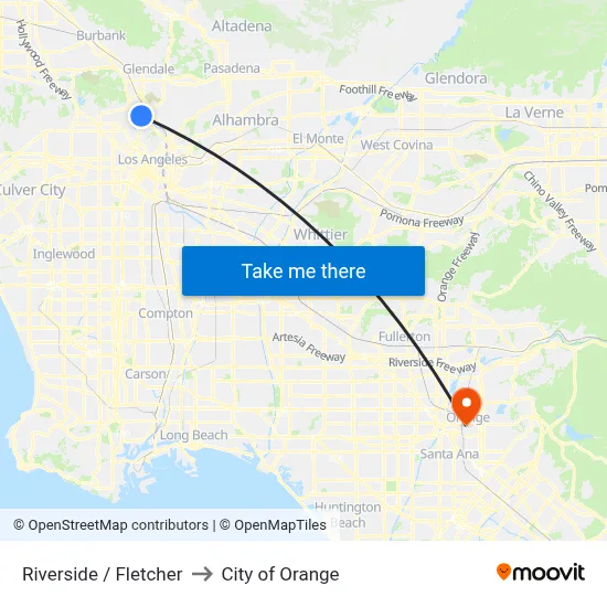 Riverside / Fletcher to City of Orange map