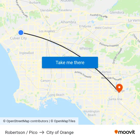 Robertson / Pico to City of Orange map