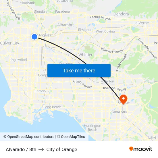 Alvarado / 8th to City of Orange map