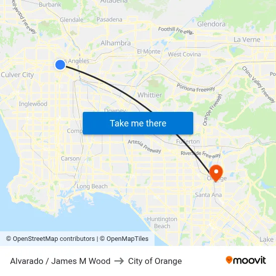 Alvarado / James M Wood to City of Orange map