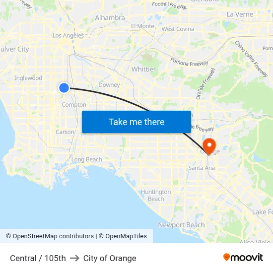 Central / 105th to City of Orange map