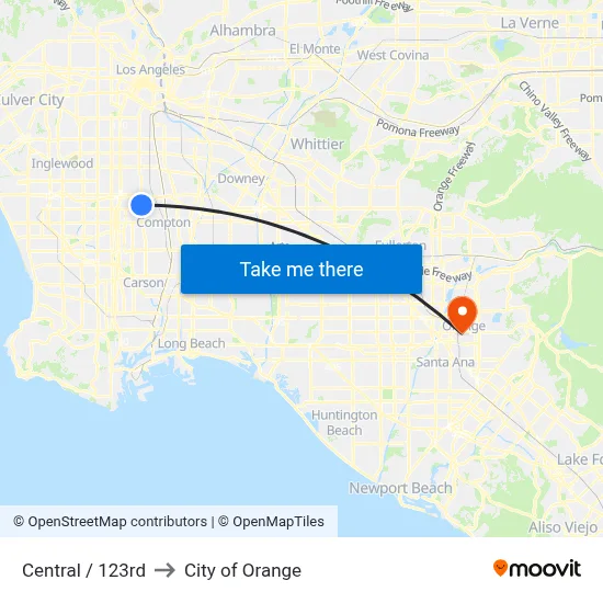 Central / 123rd to City of Orange map