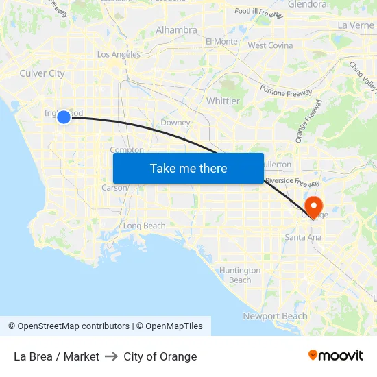 La Brea / Market to City of Orange map