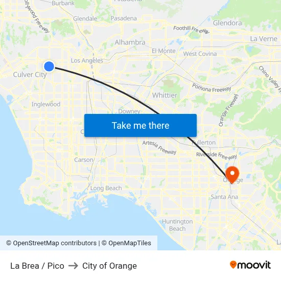 La Brea / Pico to City of Orange map