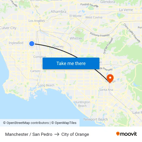 Manchester / San Pedro to City of Orange map
