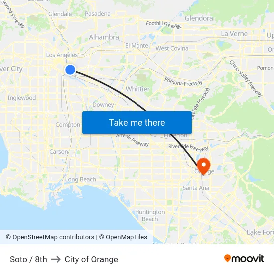 Soto / 8th to City of Orange map