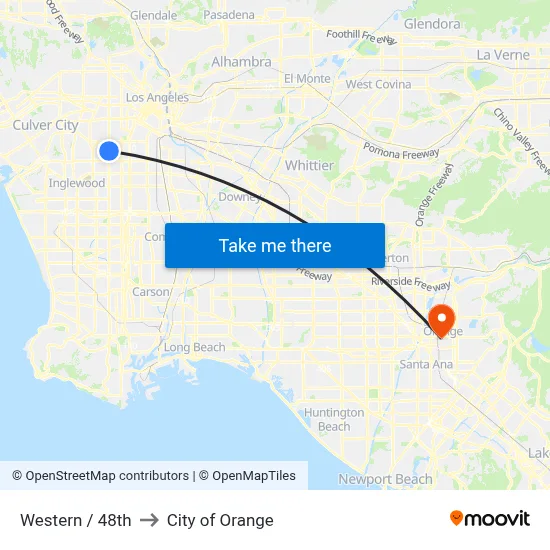 Western / 48th to City of Orange map