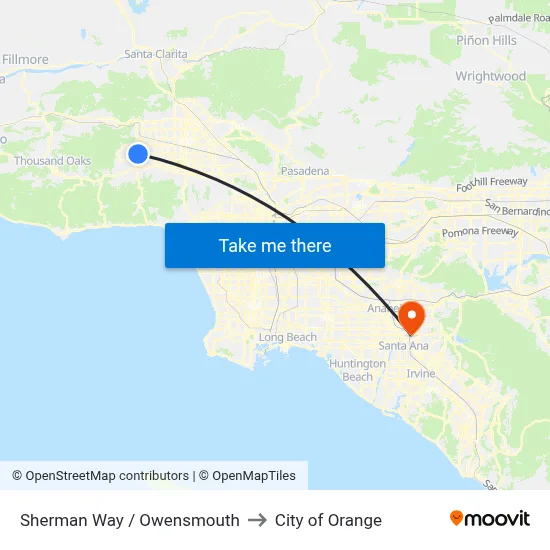 Sherman Way / Owensmouth to City of Orange map