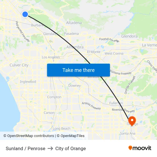 Sunland / Penrose to City of Orange map