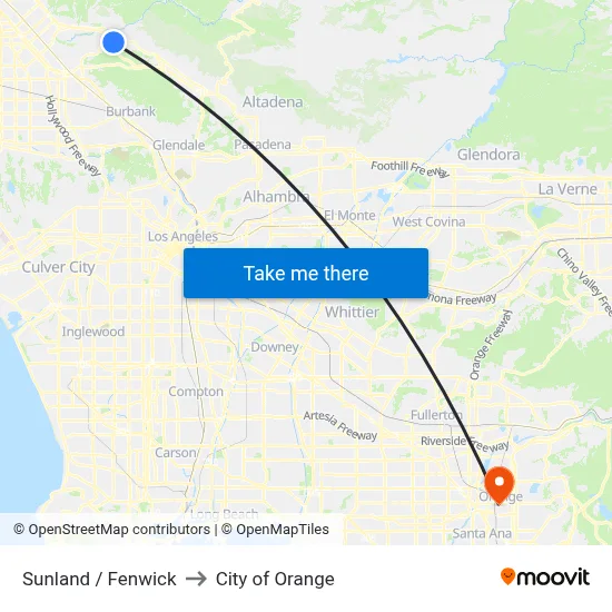 Sunland / Fenwick to City of Orange map