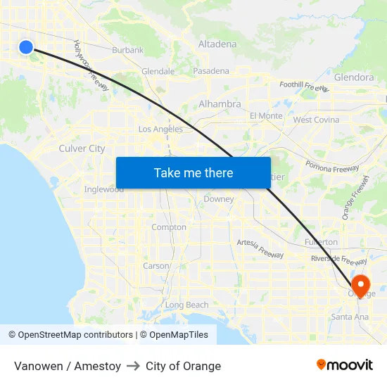 Vanowen / Amestoy to City of Orange map