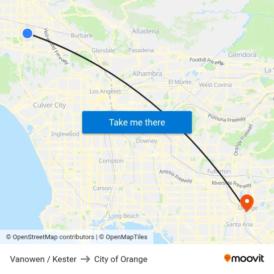 Vanowen / Kester to City of Orange map