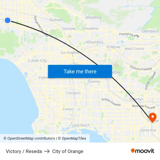 Victory / Reseda to City of Orange map