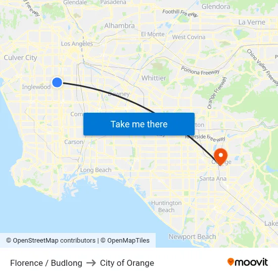 Florence / Budlong to City of Orange map