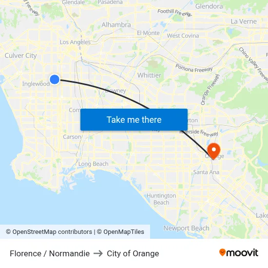 Florence / Normandie to City of Orange map