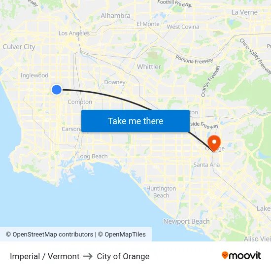 Imperial / Vermont to City of Orange map