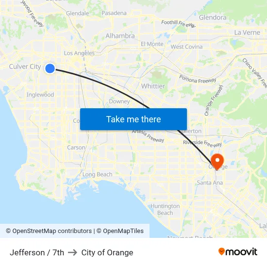Jefferson / 7th to City of Orange map