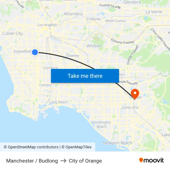Manchester / Budlong to City of Orange map