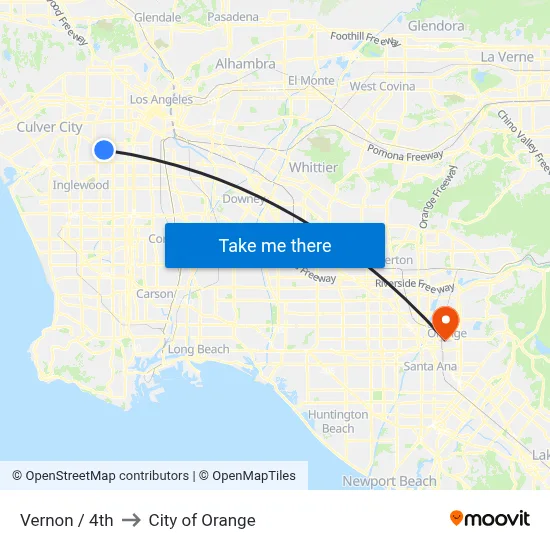 Vernon / 4th to City of Orange map