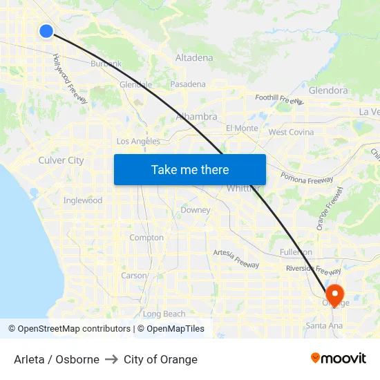 Arleta / Osborne to City of Orange map