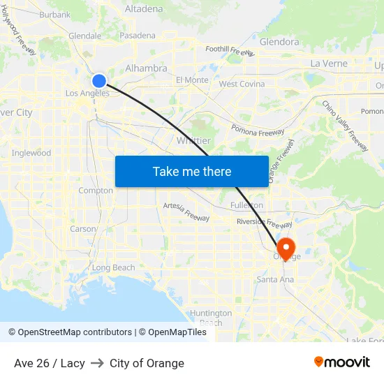 Ave 26 / Lacy to City of Orange map