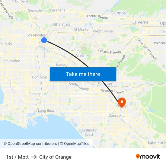 1st / Mott to City of Orange map