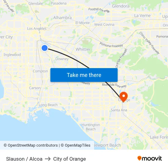 Slauson / Alcoa to City of Orange map