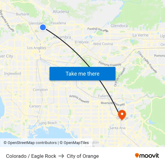 Colorado / Eagle Rock to City of Orange map