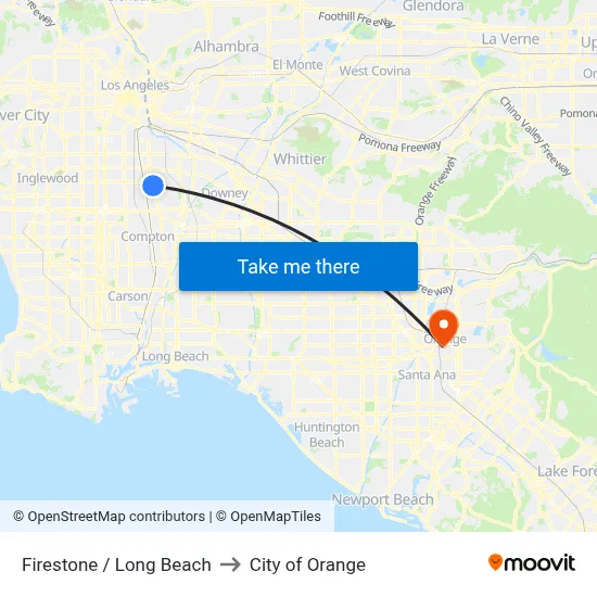 Firestone / Long Beach to City of Orange map