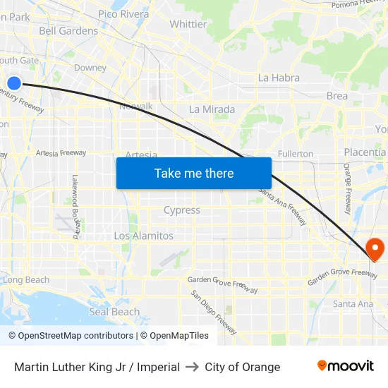 Martin Luther King Jr / Imperial to City of Orange map