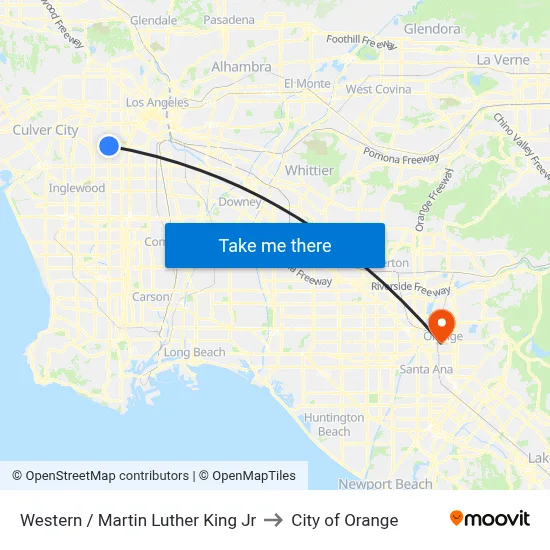Western / Martin Luther King Jr to City of Orange map