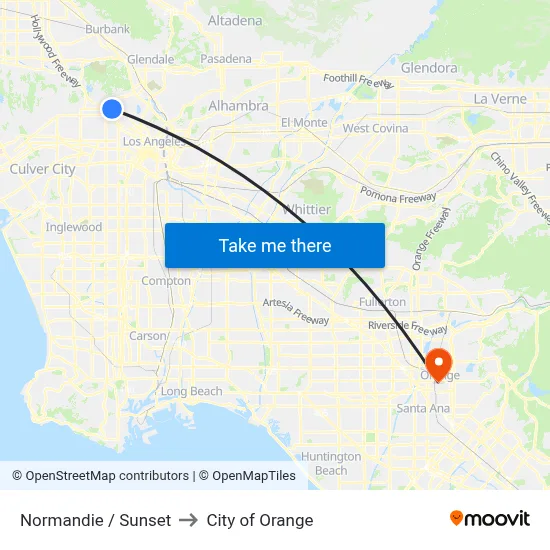 Normandie / Sunset to City of Orange map