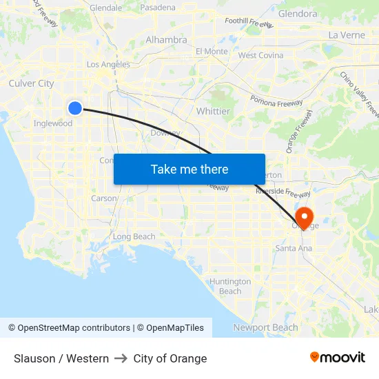 Slauson / Western to City of Orange map