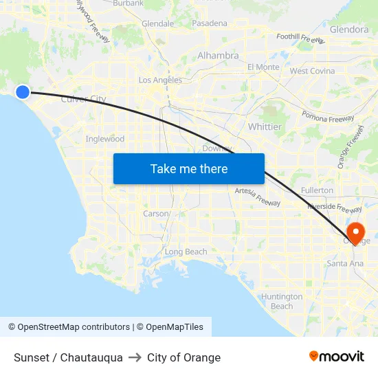 Sunset / Chautauqua to City of Orange map