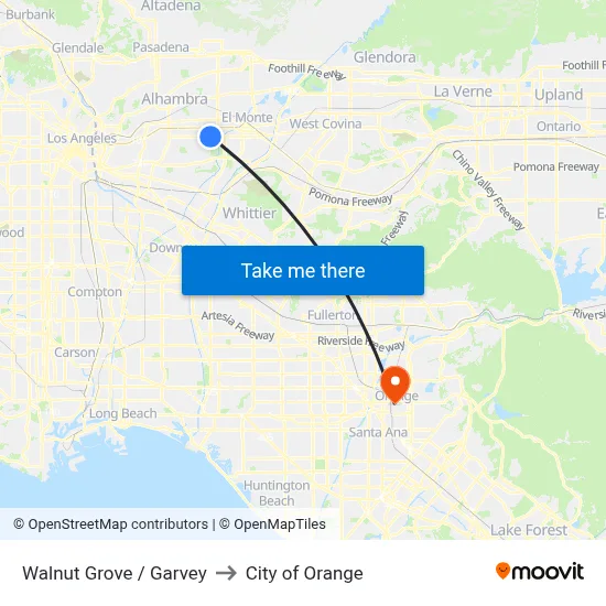 Walnut Grove / Garvey to City of Orange map