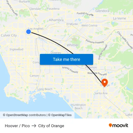 Hoover / Pico to City of Orange map