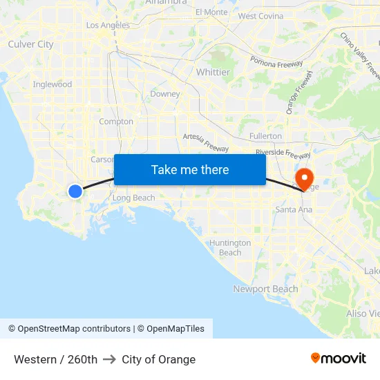 Western / 260th to City of Orange map