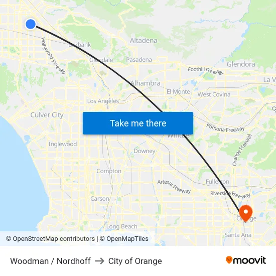 Woodman / Nordhoff to City of Orange map