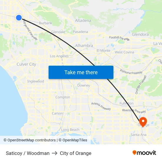 Saticoy / Woodman to City of Orange map